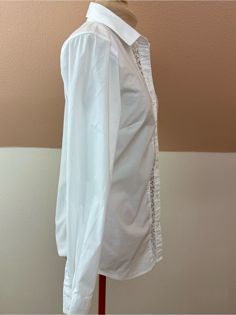 Banana Republic White Button Up Shirt Women’s 6 Tailored Fit White Lace Trim - Picture 5 of 16